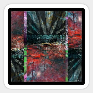 red lanscape waterscape in collage plant ecopop Sticker